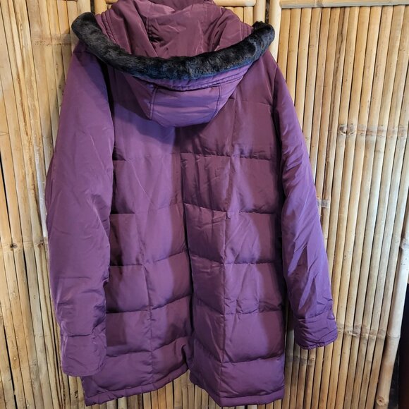 Centigrade Down Quilted Coat w/ Detachable Faux Fur Hood XL Purple - Picture 4 of 8